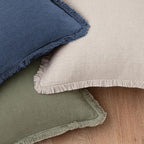 Woaboy Decorative Linen Fringe Throw Pillow Covers Boho Farmhouse Soft Cushion Covers Accent Pillowcases with Tassels Christmas Home Decor for Livingroom Couch Sofa Bed,18x18 Inch Set of 2,Olive Green