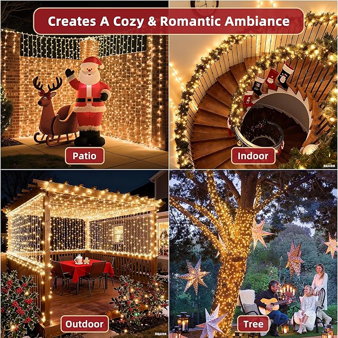 470FT Christmas Lights Outdoor,1500 LED Christmas Tree Decoration Lights with 12 Modes & Timer Memory, Dimmable Plug In Waterproof LED Xmas Light for Yard Trees Halloween Party Holiday Warm White