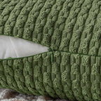 MIULEE Pack of 2 Decorative Throw Pillow Covers 20x20 Inch Soft Boho Striped Textured Corduroy Pillow Covers Modern Farmhouse Home Decor for Couch Bed Sofa Living Room Moss Green