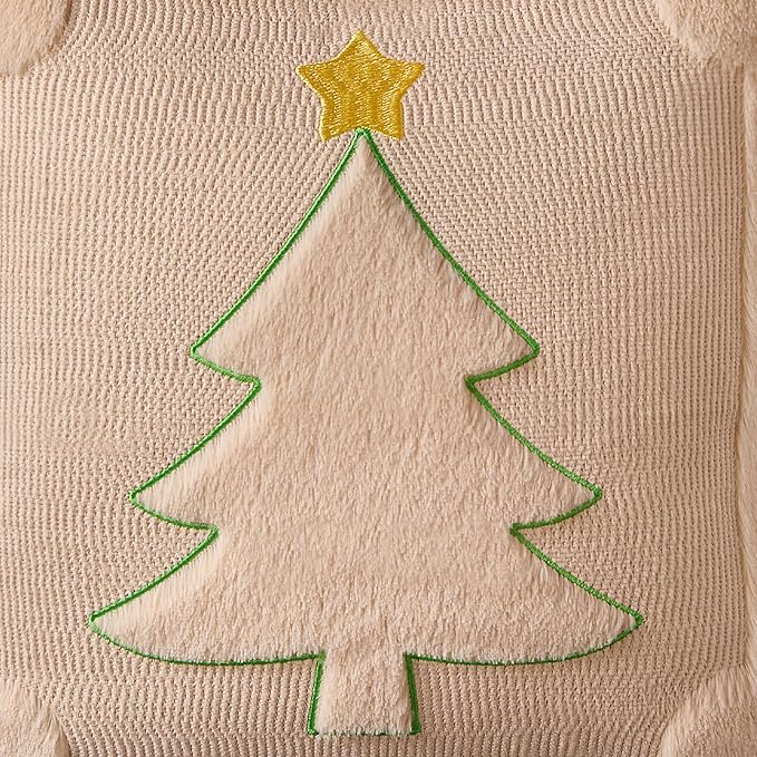 DFXSZ Christmas Pillow Covers 18x18 Yellow Star Beige Christmas Tree Decoration Soft Plush Faux Fur Jacquard Throw Pillows for Bedroom Sofa Holiday Festivals Winter Home Decor PTK063C18