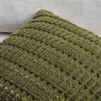 Fancy Homi 1 Pack Boho Moss Green Decorative Throw Pillow Covers 16x16 Inch for Couch Bed Sofa, Rustic Modern Farmhouse Home Decor, Soft Plush Corduroy Cute Square Cushion Case 40x40 cm