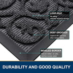 Smiry Welcome Door Mat Outside Entrance, Heavy Duty Trap Dirt and Moisture Easy Clean Low Profile Patio Porch Indoor Outdoor Front Doormat for Entry, 47x32 Inch, Grey/Welcome