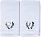 Decorative and Monogrammed Hand Towels for Bathroom Kitchen Makeup | Personalized Gift for Wedding-Bridal | Roman Font Custom Luxury Turkish Towel | Spa Collection, Oversized, 16 X 30 Inch, Set of 2