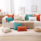 decorUhome Couch Throw Pillow Covers 24x24 Set of 2, Decorative Soft Euro Neutral Chenille Pillow Covers with Elegant Design for Sofa Bed Living Room Home Decor, Teal