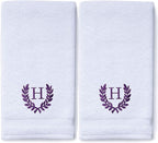 Decorative and Monogrammed Hand Towels for Bathroom Kitchen Makeup | Personalized Gift for Wedding-Bridal | Roman Font Custom Luxury Turkish Towel | Spa Collection, Oversized, 16 X 30 Inch, Set of 2
