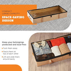 storageLAB Under Bed Storage Containers, Closet Organizers with Sturdy Handles for Clothes, Comforters, and Accessories, Use Under or at the End of the Bed - 2 Pack, Reinforced, Beige