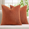 Mecatny Corduroy Decorative Fall Throw Pillow Covers 16x16 Set of 2 for Sofa Living Room, Soft Burnt Orange Neutral Boho Couch Pillow Covers for Home Decor, Rust