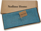 Solino Home Linen Small Table Runner 60 Inches - Athena, 100% Pure Linen Chambray Teal Table Runner 14 x 60 Inch Ideal for Dresser and Coffee Tables - Fall, Autumn, Thanksgiving