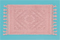 Savi Home Cotton Woven Jacquard Bathroom Rug, Woven Fringe Bathroom Mats, 100% Cotton, Non - Slip Bath Mat, Durable Thick Bath Mat 20”x38” with Fringes, Baby Pink