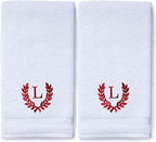 Decorative and Monogrammed Hand Towels for Bathroom Kitchen Makeup | Personalized Gift for Wedding-Bridal | Roman Font Custom Luxury Turkish Towel | Spa Collection, Oversized, 16 X 30 Inch, Set of 2