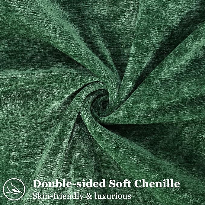 decorUhome Christmas Couch Throw Pillow Covers 22x22 Set of 2, Decorative Soft Euro Neutral Chenille Pillow Covers with Elegant Design for Sofa Bed Living Room Home Decor, Green