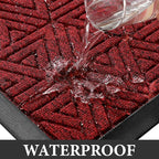 Yimobra Large Door Mat 47x32, All-Weather Waterproof Non-Slip Welcome Matt Outdoor, Heavy Duty Non Slip Doormat for Entryway for Patio and Garage Indoor, Easy Clean, Black Red