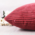 Home Brilliant Pillow Covers 18x18 Decorative Throw Pillows for Couch Dark Red Soft Plush Corduroy Striped Throw Pillow Covers Set of 2 for Sofa Couch Bed Christmas, 18 x 18 Inch, Burgundy