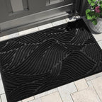 Yimobra Doormat Outdoor Entrance 29.5x17, All-Weather Waterproof Art Line Outdoor Mats for Front Door, Heavy Duty Non-Slip Welcome Matt for Garage Patio Proch Entryway Indoor, Black