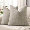 decorUhome Light Brown Chenille Throw Pillow Covers 22x22 Set of 2 Thick Textured Slubby Couch Pillow Covers Farmhouse Accent Modern Neutral Decorative Pillow Cases for Bed Sofa Living Room