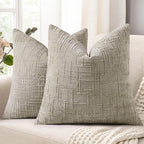 decorUhome Fall Light Brown Chenille Throw Pillow Covers 20x20 Set of 2 Thick Textured Slubby Couch Pillow Covers Farmhouse Accent Modern Neutral Decorative Pillow Cases for Bed Sofa Living Room