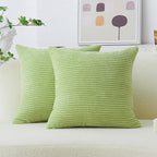 Home Brilliant Spring Pillow Covers 24x24 Set of 2 Soft Plush Corduroy Euro Sham Square Pillow Covers for Bedroom Couch Decor, 24 x 24 inch, Apple Green