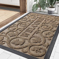 Smiry Welcome Door Mat Outside Entrance, Heavy Duty Trap Dirt and Moisture Easy Clean Low Profile Patio Porch Indoor Outdoor Front Doormat for Entry, 36x24 Inch, Brown/Welcome