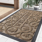 Smiry Welcome Door Mat Outside Entrance, Heavy Duty Trap Dirt and Moisture Easy Clean Low Profile Patio Porch Indoor Outdoor Front Doormat for Entry, 36x24 Inch, Brown/Welcome