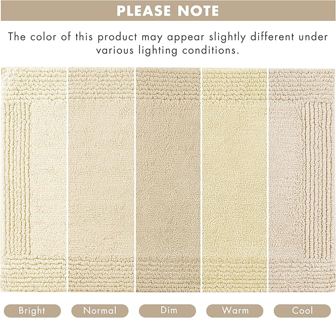 Madison Park Splendor Reversible 100% Cotton Tufted Bathroom Rug-3000 GSM Hotel Quality Luxurious Plush Medium Pile Bath Mat Absorbent, Quick Dry, Shower Room Décor, 17x24 Natural