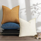decorUhome Decorative Outdoor Throw Pillow Covers 18x18 Set of 2, Square Linen Rustic Neutral Farmhouse Euro Pillow Covers with Stitched Edge for Couch, Sofa, Living Room, Black