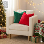 Pallene Faux Fur Plush Christmas Throw Pillow Covers 22x22 Set of 2, Soft Fluffy Couch Pillow Covers for Living Room, Christmas Green