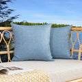 Kevin Textile Pack of 2 Outdoor Waterproof Pillow Covers Checkered Decorative Cushions Sham Throw Pillowcases Shell for Patio Tent Garden Couch Bed Sofa 22x22 Inch Light Blue