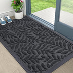 OLANLY Door Mat Indoor Outdoor Entrance, 47x32, Waterproof All-Weather All-Season Doormat, Sturdy Natural Rubber, Stain and Fade Resistant, Low Profile, Easy Clean Patio Entryway Mat, Grey