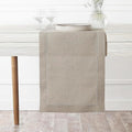 D'Moksha Homes Linen Natural Table Runner 132 Inches Long - 100% Pure Linen Extra Long Table Runner 14 x 132 Inch for Fall, Autumn and Halloween - Classic Hemstitch
