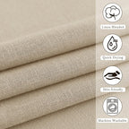KGORGE Linen Shower Curtain - Semi Sheer Lightweight Button Hole Half Privacy Quick Dry Shower Curtains for Bathroom Bathtub Decor, Angora, 72 x 90 inches Long, Hooks Included