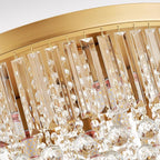 9-Light Gold Crystal Chandelier Contemporary 22'' Modern Semi Flush Mount Crystal Hanging Light Sparkling Decoration for Bedroom Entryway Living Dining Room Kitchen Island Hallway
