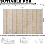 Jute Cotton Stripe Area Rug for Living Room 48x72 Inch - Natural Ivory - Machine Washable 4x6 Feet Rugs - 70% Jute and 30% Cotton