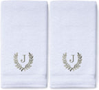 Decorative and Monogrammed Hand Towels for Bathroom Kitchen Makeup | Personalized Gift for Wedding-Bridal | Roman Font Custom Luxury Turkish Towel | Spa Collection, Oversized, 16 X 30 Inch, Set of 2