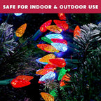 Joiedomi C6 LED Christmas String Lights,140(2 x 70) Count Strawberry Christmas Trees Lights, 45.2FT Connectable Multicolor for Indoor Outdoor Holiday Party Decor,Green Wire