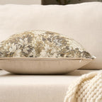 Yangest Neutral Floral Pillow Cover 18 x18 Inches, Vintage Chenille Square Throw Pillow Cover Soft Decorative Farmhouse Accent Couch Pillow Cover for Living Room Bedroom, Beige