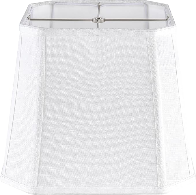 GO&SO 1 Pack White Linen Lamp Shade Square Cut Corners, 10"Top × 13" Bottom × 10.5" High(Spider),Lamp Shades for Table & Floor Lamps Medium for Bedroom Decor, Handcrafted, Easy Assembly