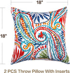JMGBird Outdoor Pillows Waterproof Set of 2 Outdoor Throw Pillows with Insert Included 18×18 Inch Outdoor Pillow for Patio Furniture