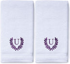 Decorative and Monogrammed Hand Towels for Bathroom Kitchen Makeup | Personalized Gift for Wedding-Bridal | Roman Font Custom Luxury Turkish Towel | Spa Collection, Oversized, 16 X 30 Inch, Set of 2