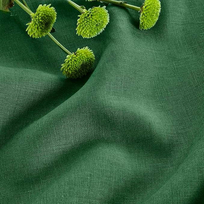 Solino Home Linen Table Runner 72 Inches Long - 100% Pure Linen Pine Green Dining Table Runner 14 x 72 Inch for Fall, Autumn, Thanksgiving, Christmas - Fete