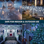 Joiedomi 1200 LED Christmas String Lights Outdoor,394 FT Cool White Fairy Light with Remote 8 Modes Timer, Plug in PVC Clear Wire Lighting Decor with Reel for Indoor Dorm Classroom Bedroom Holiday