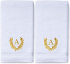 Decorative and Monogrammed Hand Towels for Bathroom Kitchen Makeup | Personalized Gift for Wedding-Bridal | Roman Font Custom Luxury Turkish Towel | Spa Collection, Oversized, 16 X 30 Inch, Set of 2