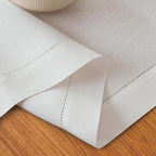 D'Moksha Homes Linen White Table Runner 132 Inches Long - 100% Pure Linen Extra Long Table Runner 14 x 132 Inch for Fall, Autumn and Halloween - Classic Hemstitch