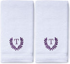 Decorative and Monogrammed Hand Towels for Bathroom Kitchen Makeup | Personalized Gift for Wedding-Bridal | Roman Font Custom Luxury Turkish Towel | Spa Collection, Oversized, 16 X 30 Inch, Set of 2