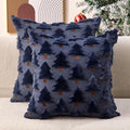 Christmas Pillow Covers 18x18 inch Set of 2 Navy Blue Xmas Decorations Soft Plush Faux Fur Wool Christmas Tree Throw Pillow Cases Winter Holiday Decor for Sofa Living Room PT002H18