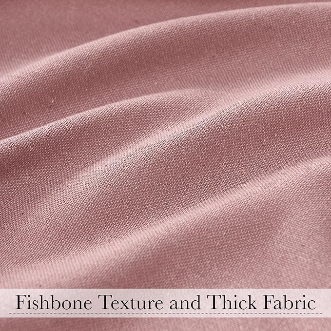 KGORGE Linen Fabric Shower Curtains-Semi Sheer Button Hole Lightweight Waterproof Privacy Linen Blend Shower Curtains Sets for Bathroom Bathtub with 12 Hooks, 72 x 84 inches Long, Dusty Pink, 1 Panel