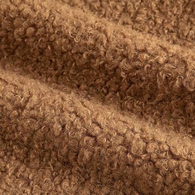 Pack of 2 Curly Teddy Wool Faux Fur Throw Pillow Covers Fuzzy Accent Soft Sherpa Pillowcases Sheepskin Fleece Decorative Cushion Case for Sofa Couch Living Room 16x16 Inch Bronze