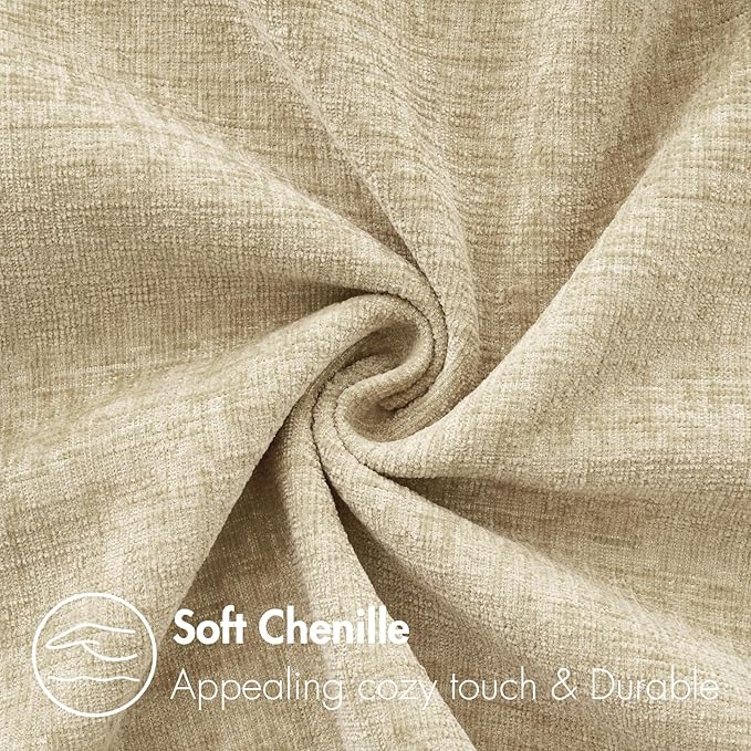 MIULEE Pack of 2 Beige Throw Pillow Covers 16x16 Inch Soft Chenille Pillow Covers for Sofa Living Room Couch Solid Dyed Cases