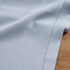 Solino Home Linen Dusty Blue Table Runner 36 Inches - Classic Hemstitch, 100% Pure Linen Coffee Table Runner 14 x 36 Inch Ideal for Dresser Tables - Fall, Autumn, Halloween, Thanksgiving