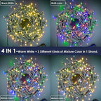 Christmas Lights 300 LED 108FT Color Changing Christmas Tree Lights with Warm White & Multicolor, 11 Modes Waterproof and Connectable Christmas String Lights with Remote for Xmas Decorations