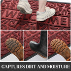 Yimobra Large Welcome Mat 47x24, Waterproof Non-Slip Outdoor Mats for Front Door Outside Entrance, Low-Profile Entryway Mat Indoor for Garage Patio, Wine Red